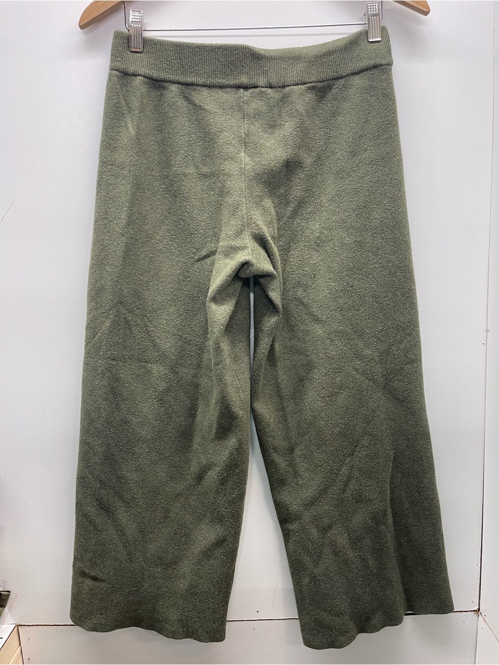 LOFT Olive Green Knit Wide Leg Cropped Pants - Picture 2 of 5